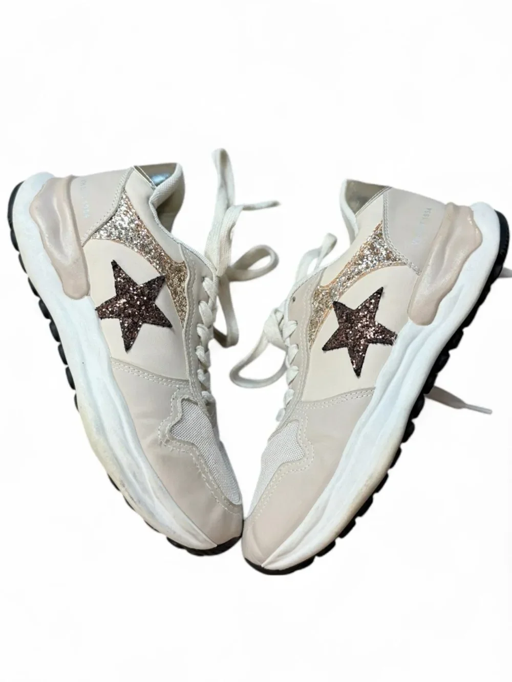 Vintage Havana Cloud Cream & Gold Star Accent Casual Sneakers